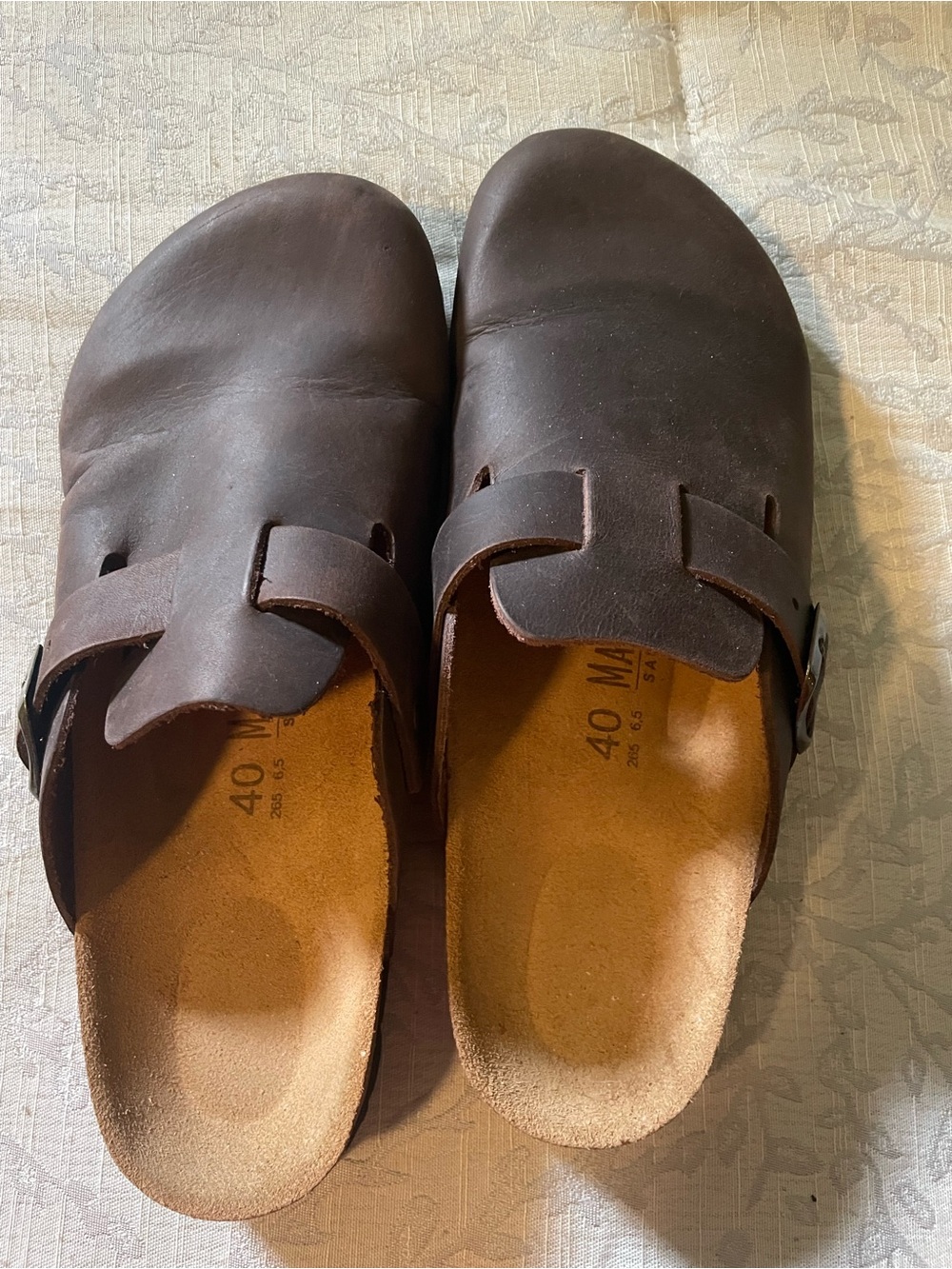 Women's Dark Brown Leather Slip-On Clog with Buckle